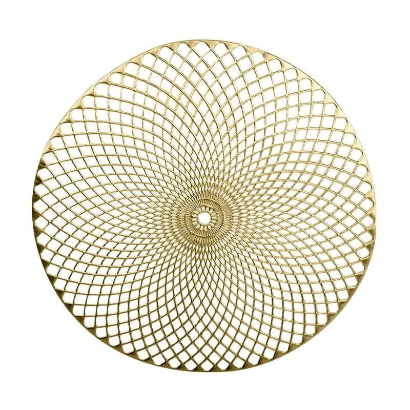 15" Gold Round Vinyl Placemat  | 1 Placemat