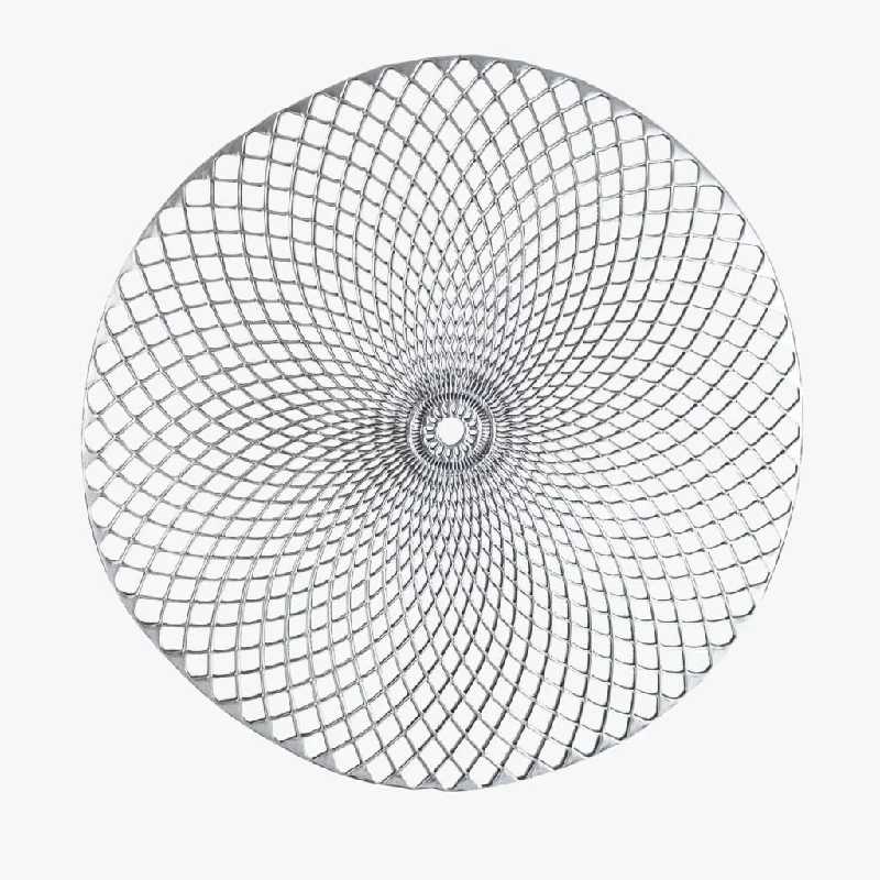 15" Silver Round Vinyl Placemat  | 1 Placemat