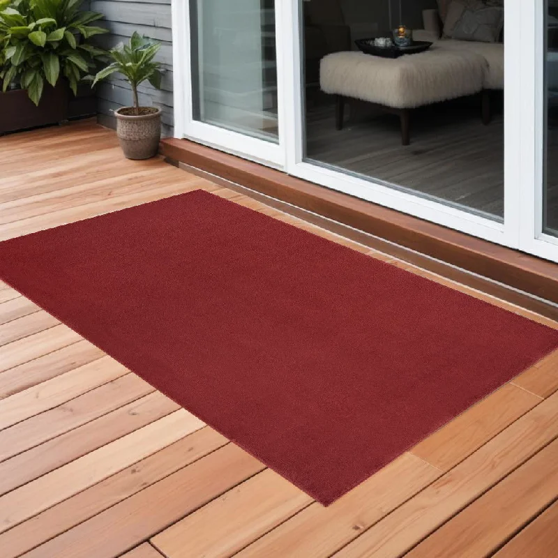 3' X 5' Non Skid Indoor / Outdoor Area Rug - Brick Red