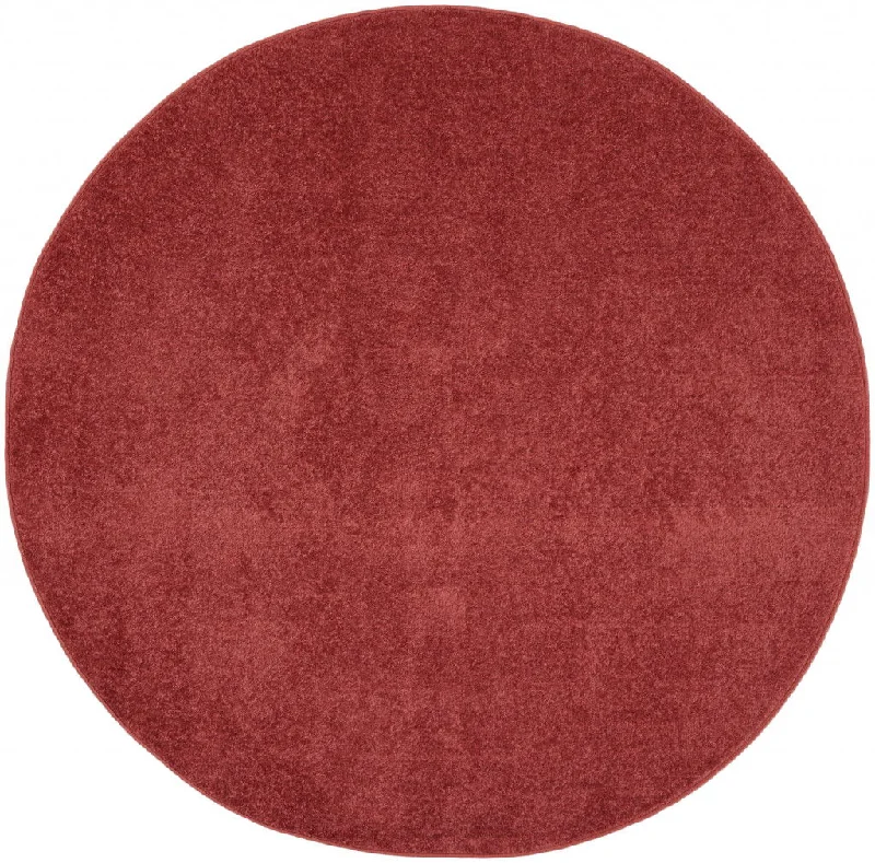 4' X 4' Round Non Skid Indoor / Outdoor Area Rug - Brick Red