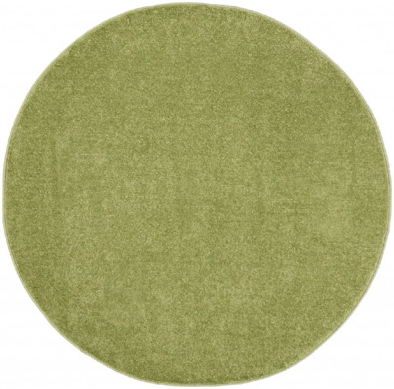 4' X 4' Round Non Skid Indoor / Outdoor Area Rug - Green