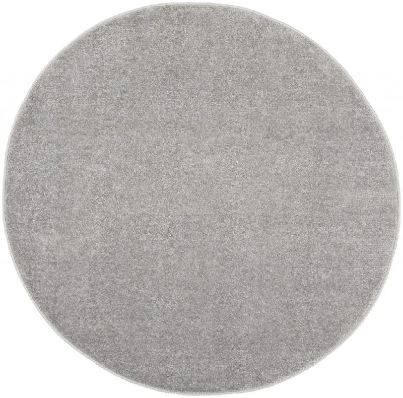 4' X 4' Round Non Skid Indoor / Outdoor Area Rug - Silver Gray