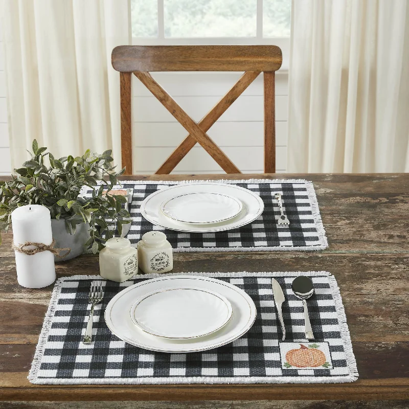 Annie Black Buffalo Check Pumpkin Placemat - Set of 2