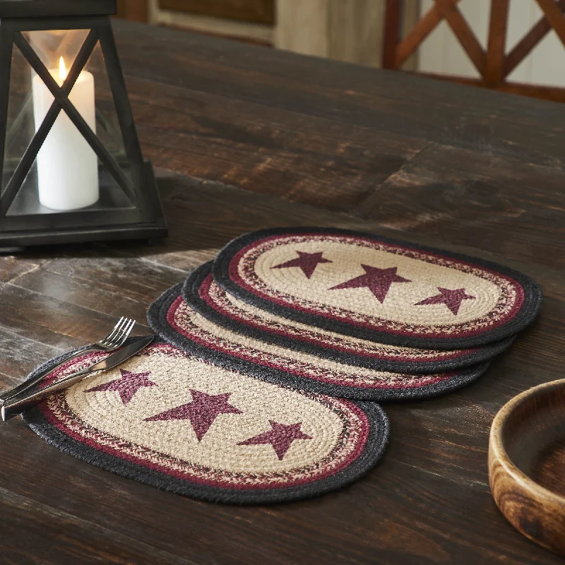 Connell Stencil Stars Braided Oval Placemat 10x15" - Set of 4