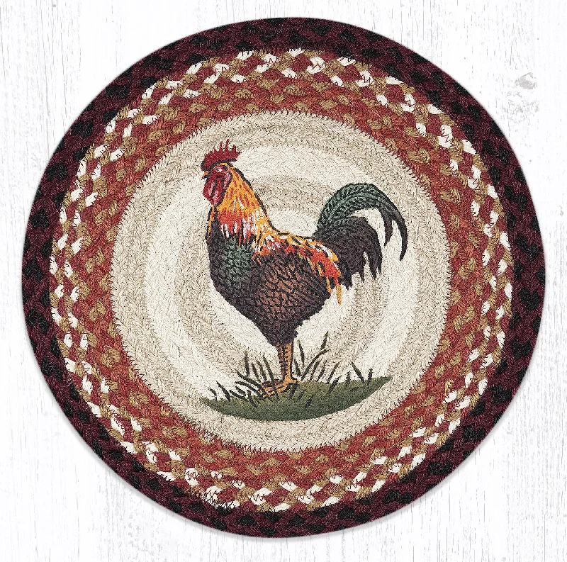 Earth Rugs PM-RP-471 Rustic Rooster Printed Round Placemat 15``x15``