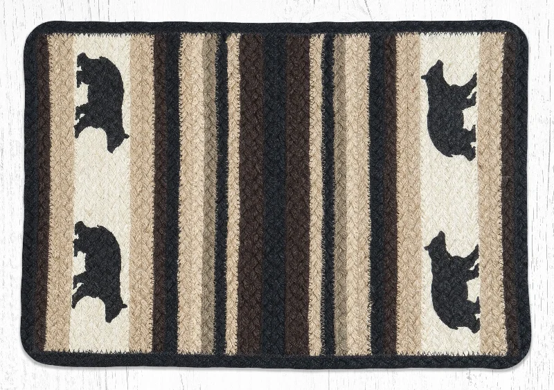 Earth Rugs V-313 Cabin Bear Oblong Printed Placemat 13``x19``