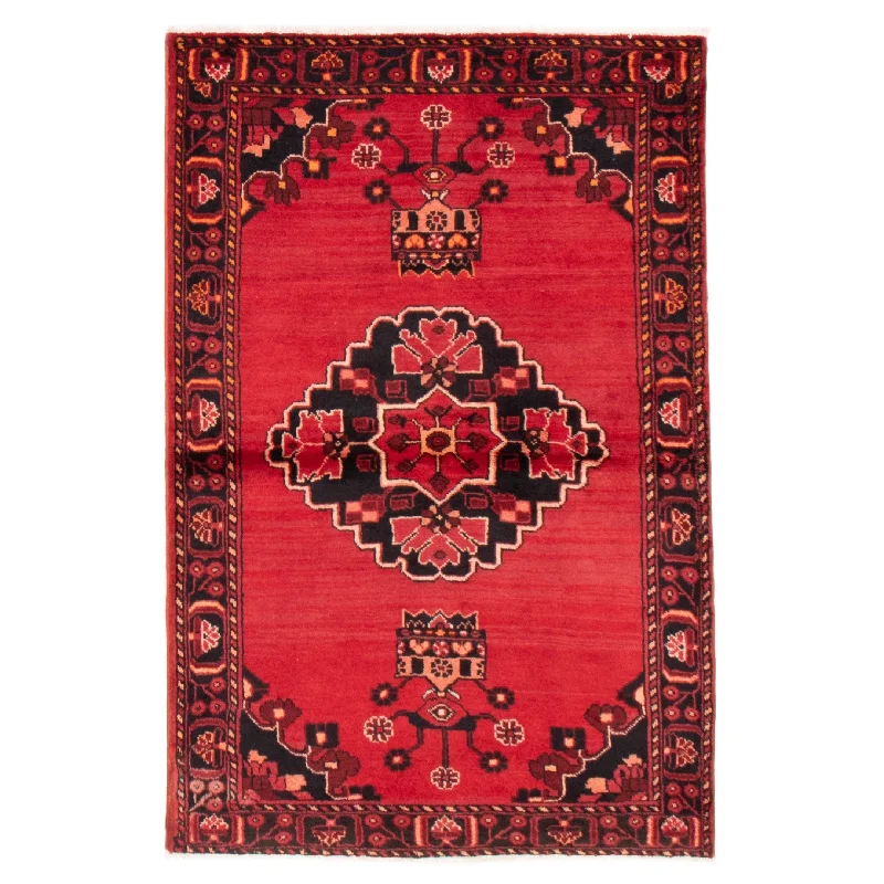 ECARPETGALLERY Hand-knotted Authentic Turkish Red Wool Rug - 4'2 x 6'5