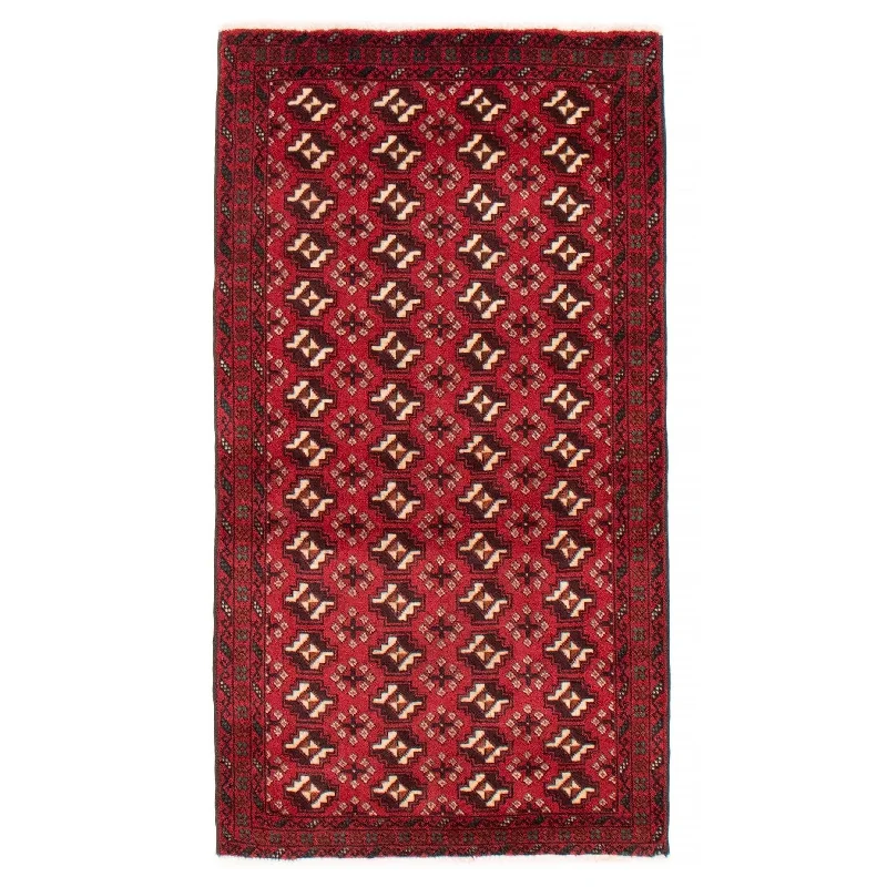 ECARPETGALLERY Hand-knotted Baluch Red Wool Rug - 3'0 x 5'5