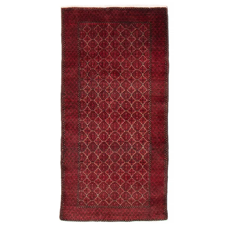 ECARPETGALLERY Hand-knotted Baluch Red Wool Rug - 3'3 x 6'3