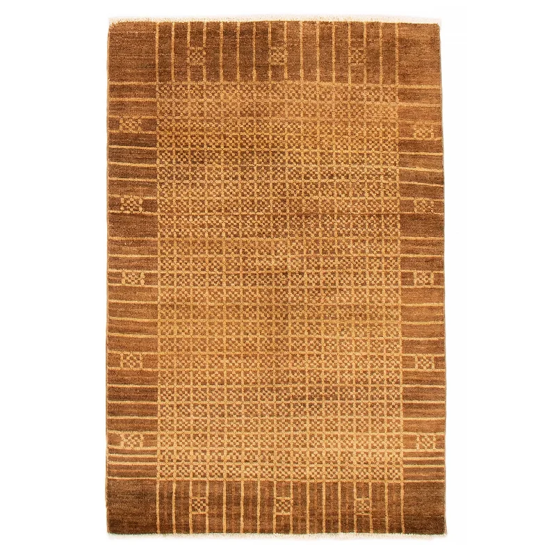 ECARPETGALLERY Hand-knotted Finest Ziegler Light Brown Wool Rug - 4'2 x 6'2