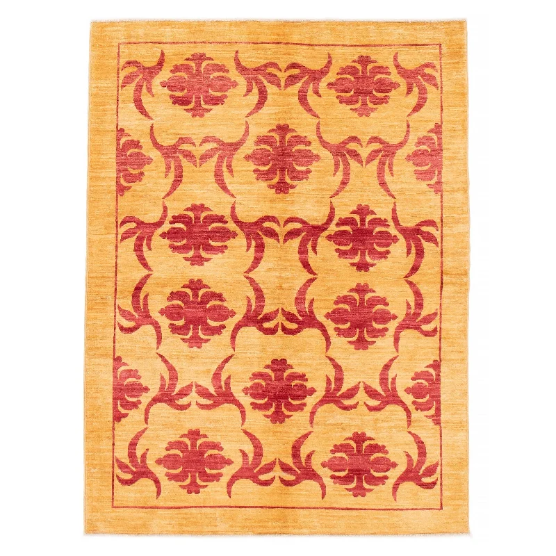 ECARPETGALLERY Hand-knotted Finest Ziegler Light Orange Wool Rug - 5'0 x 6'6