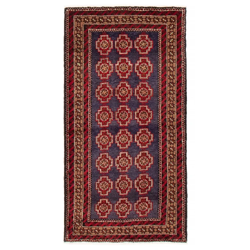 ECARPETGALLERY Hand-knotted Royal Baluch Navy Wool Rug - 3'4 x 6'0