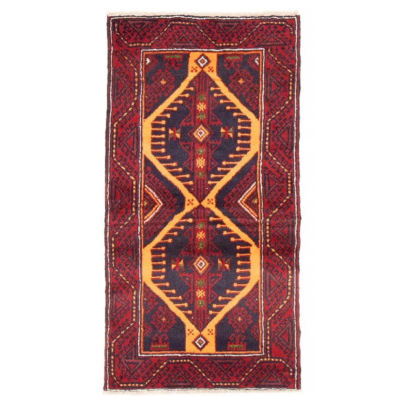 ECARPETGALLERY Hand-knotted Royal Baluch Orange, Red Wool Rug - 3'1 x 5'8