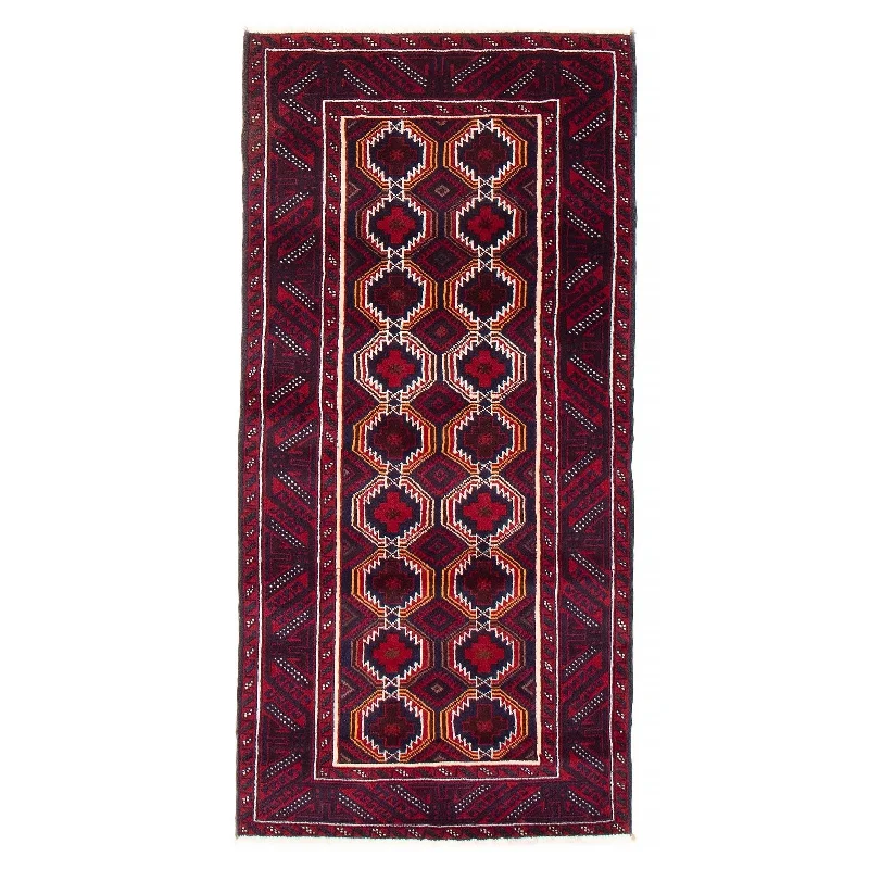 ECARPETGALLERY Hand-knotted Royal Baluch Red Wool Rug - 3'2 x 6'3