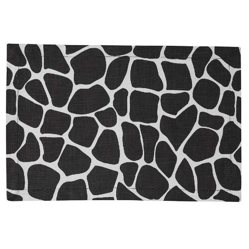 Giraffe Printed Placemat Set  Black