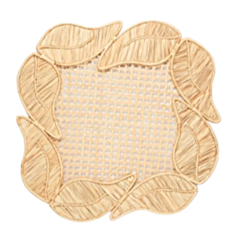 Hand Woven Leaf Border Natural Placemat