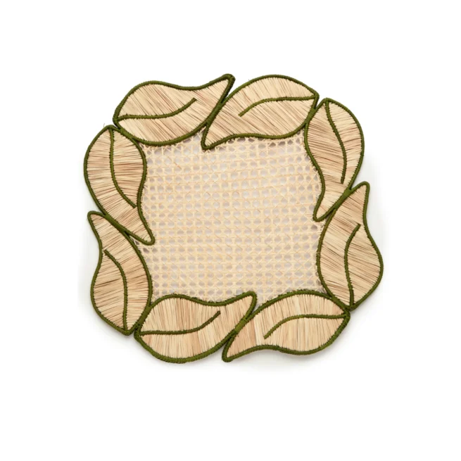 Hand Woven Leaf Border Placemat, 2 Colors