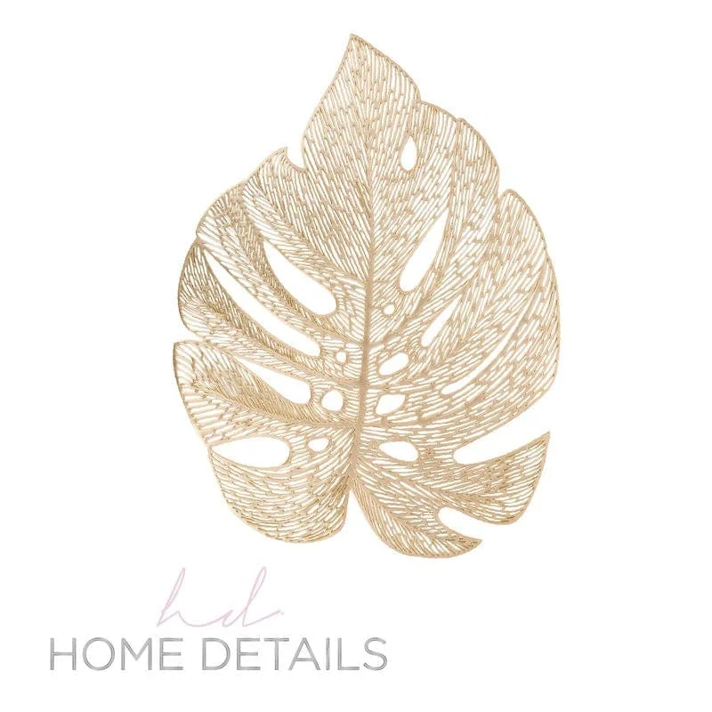 Home Details Leaf Shape Placemat in Gold