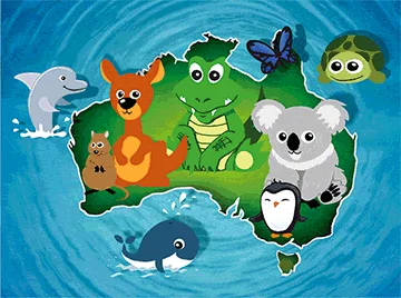 KIDS 3D Placemats Australia Comic Aussie Animal Designs