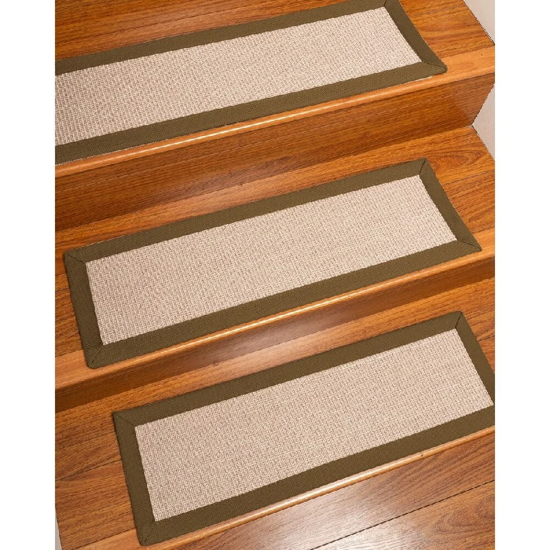 Natural Area Rugs 100% Natural Fiber Blair, Sisal Beige/Rose, Handmade Custom Stair Treads Carpet Set Of 8 (9"X29") Malt Border