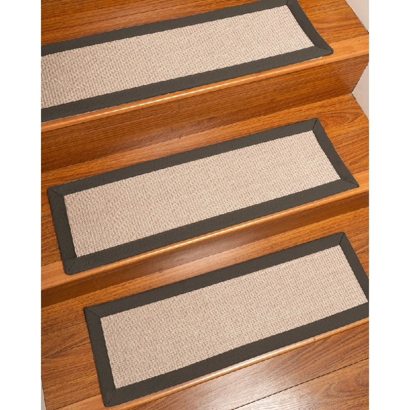 Natural Area Rugs 100% Natural Fiber Blair, Sisal Beige/Rose, Handmade Custom Stair Treads Carpet Set Of 8 (9"X29") Metal Border