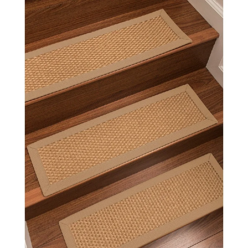 Natural Area Rugs 100% Natural Fiber Carlton, Sisal Gold, Handmade Custom Stair Treads Carpet Set Of 4 (9"X29") Wheat Border