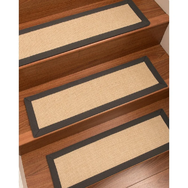 Natural Area Rugs 100% Natural Fiber Deco, Sisal Cream, Handmade Custom Stair Treads Carpet Set Of 8 (9"X29") Metal Border