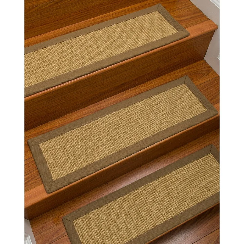 Natural Area Rugs 100% Natural Fiber Devon, Sisal Beige, Handmade Custom Stair Treads Carpet Set Of 13 (9"X29") Squirrel Border