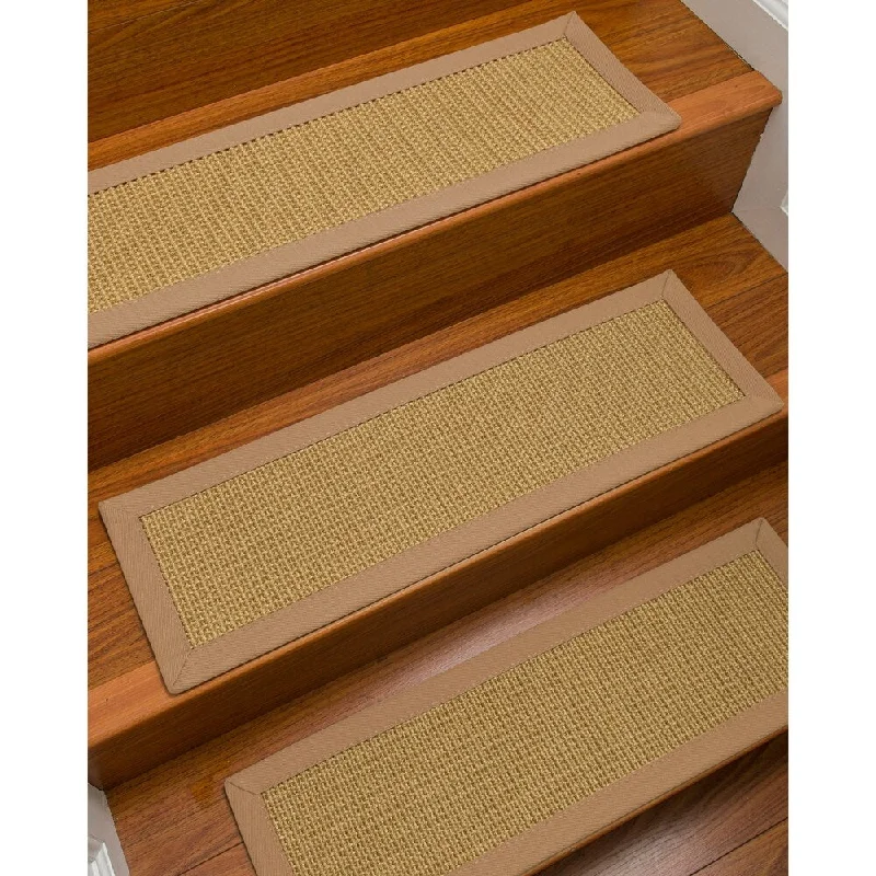 Natural Area Rugs 100% Natural Fiber Devon, Sisal Beige, Handmade Custom Stair Treads Carpet Set Of 13 (9"X29") Wheat Border