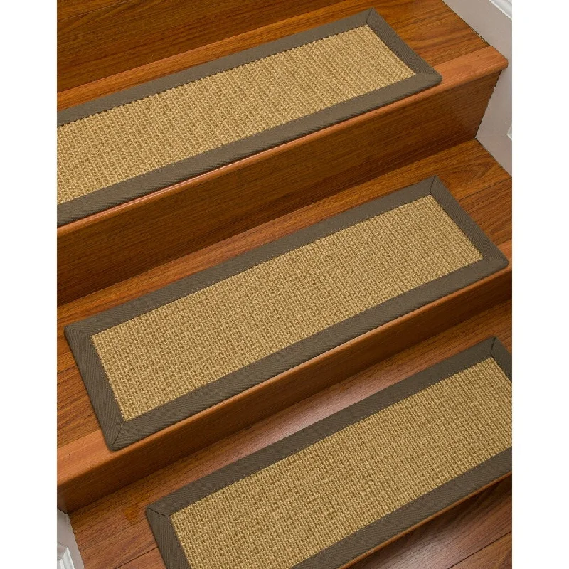 Natural Area Rugs 100% Natural Fiber Devon, Sisal Beige, Handmade Custom Stair Treads Carpet Set Of 4 (9"X29") Fossil Border