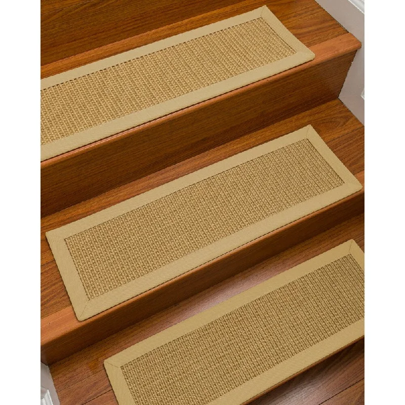 Natural Area Rugs 100% Natural Fiber Devon, Sisal Beige, Handmade Custom Stair Treads Carpet Set Of 4 (9"X29") Sand Border