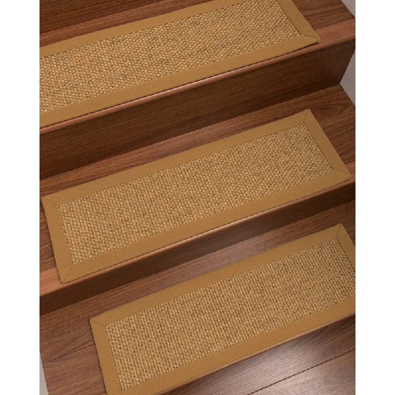 Natural Area Rugs 100% Natural Fiber Niagara, Sisal Gold/Multi, Handmade Custom Stair Treads Carpet Set Of 4 (9"X29") Doe Border