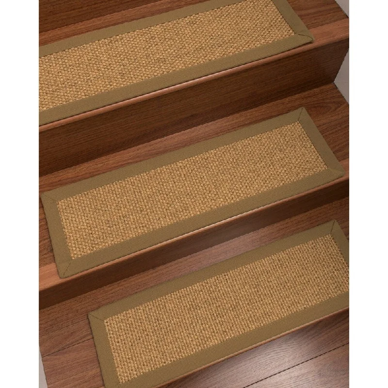 Natural Area Rugs 100% Natural Fiber Niagara, Sisal Gold/Multi, Handmade Custom Stair Treads Carpet Set Of 4 Squirrel Border