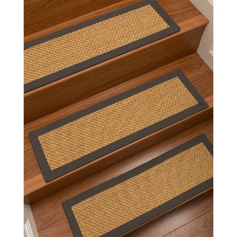 Natural Area Rugs 100% Natural Fiber Rustic, Sisal Gold, Handmade Custom Stair Treads Carpet Set Of 4 (9"X29") Metal Border