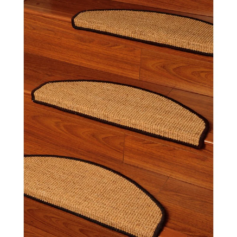 Natural Area Rugs Handcrafted Domino Euro Brown Sisal Carpet Stair Tread (Set of 13) - 13PC (9" x 29")