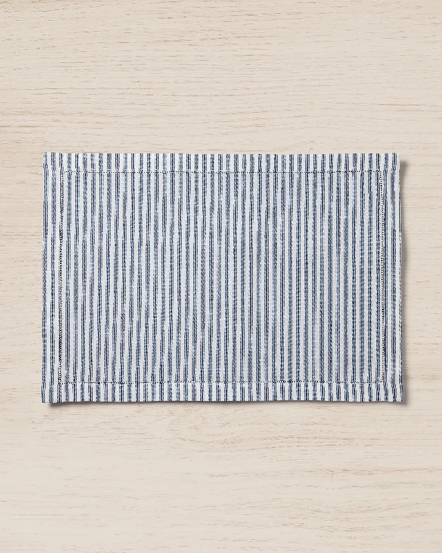 Signature Twill Placemats in Navy French Ticking