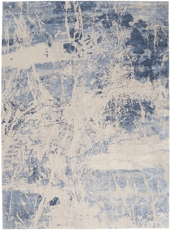 Nourison Silky Textures SLY02 Blue/Cream Area Rug