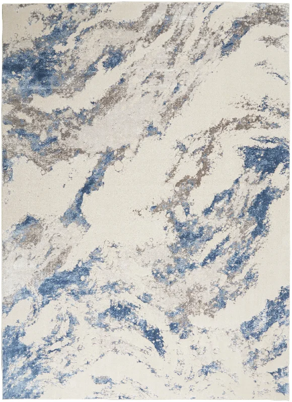 Nourison Silky Textures SLY03 Blue/Ivory/Grey Area Rug