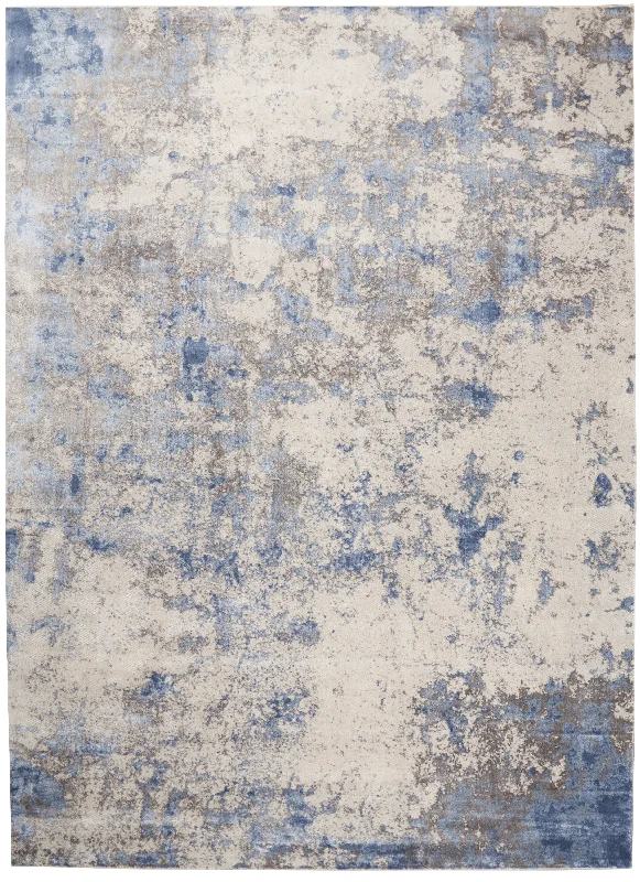 Nourison Silky Textures SLY04 Blue/Ivory/Grey Area Rug