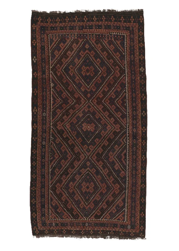 Oriental Rug Afghan Handmade Area Tribal 9'0"x16'9" (9x17) Black Brown Geometric Design #14607