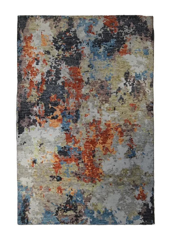 Oriental Rug Indian Handmade Area Modern 5'11"x9'0" (6x9) Multi-color Red Splatter Abstract Design #A33158