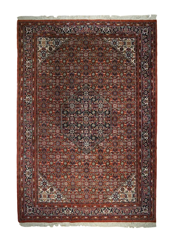 Oriental Rug Indian Handmade Area Traditional 5'11"x8'10" (6x9) Red Bijar Geometric Design #A33141