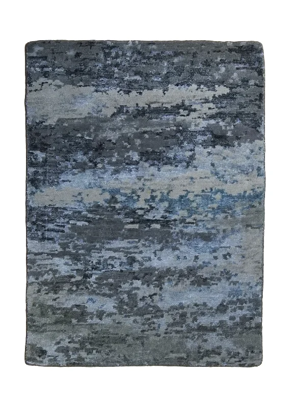 Oriental Rug Indian Handmade Area Modern 2'0"x3'0" (2x3) Gray Blue Abstract Splatter Design #A33537