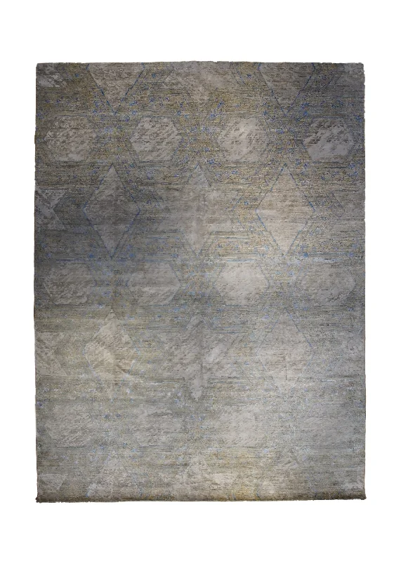 Oriental Rug Pakistani Handmade Area Modern 10'0"x14'1" (10x14) Whites/Beige Blue Faryab Abstract Design #A33481