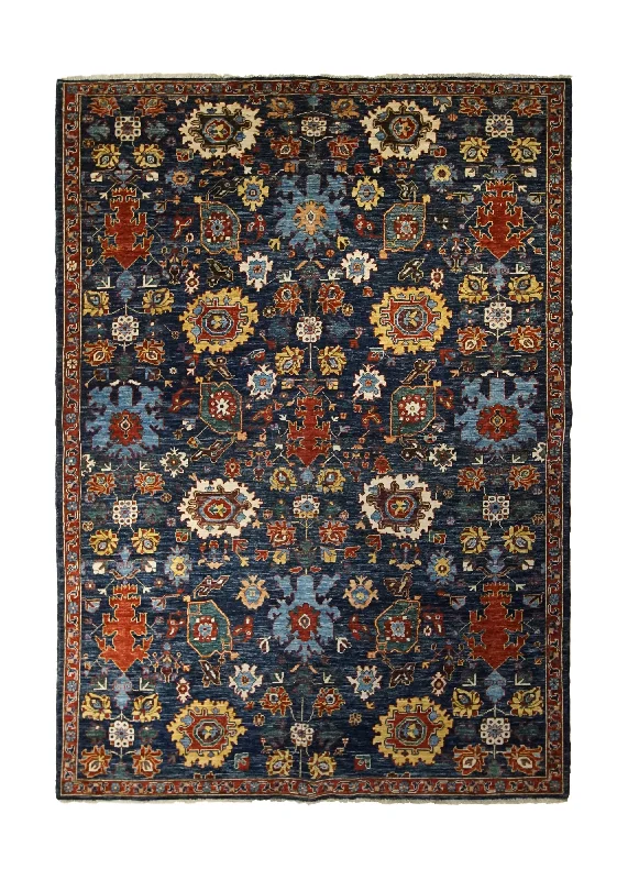 Oriental Rug Pakistani Handmade Area Transitional 5'4"x7'6" (5x8) Blue Geometric Oushak Design #A33209