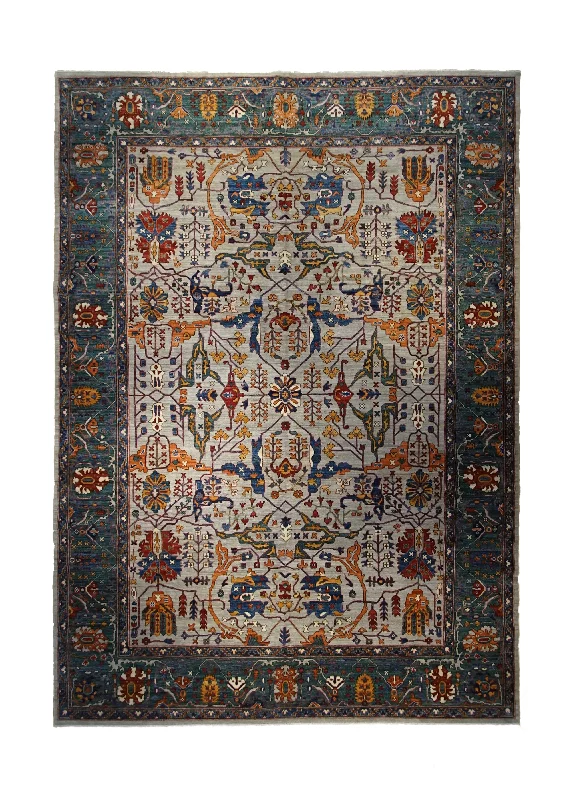 Oriental Rug Pakistani Handmade Area Transitional Tribal 9'11"x13'9" (10x14) Blue Bakhshayesh Geometric Design #A33489