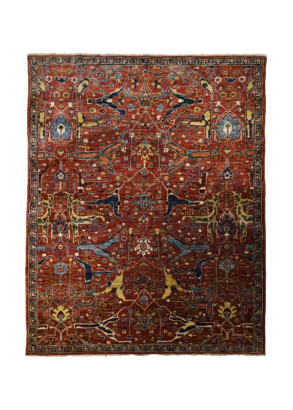 Oriental Rug Pakistani Handmade Area Transitional Tribal 5'2"x6'6" (5x7) Red Geometric Heriz Design #A33211