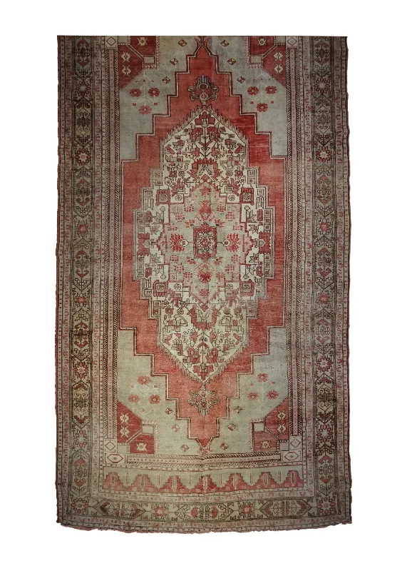 Oriental Rug Turkish Handmade Area Tribal 5'8"x10'11" (6x11) Pink Whites/Beige Oushak Geometric Design #A33188