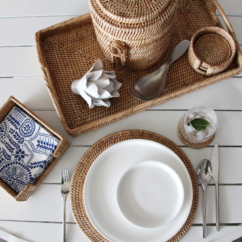 PAUME RATTAN ROUND PLACEMAT  |  SET OF 6  |  NATURAL RATTAN