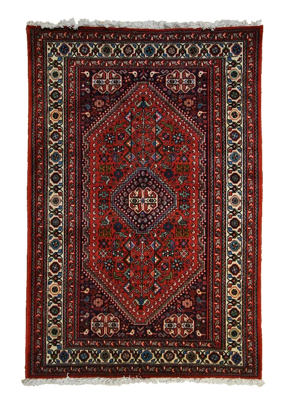 Persian Rug Abadeh Handmade Area Tribal 3'4"x5'0" (3x5) Red Geometric Design #A33522